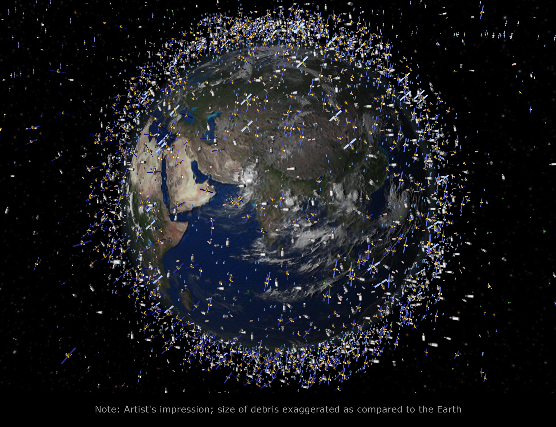 debris objects mostly debris in low earth orbit leo view over the equator pillars