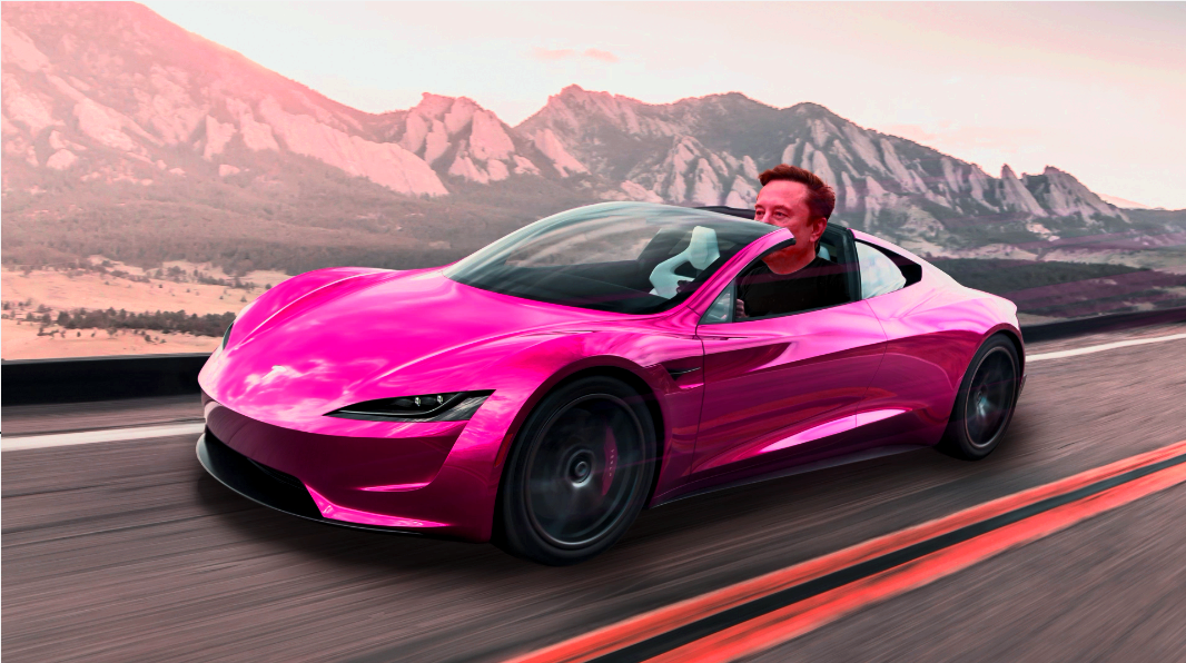 Musk having a roadster strall